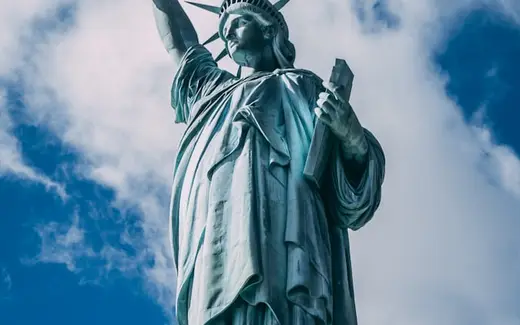 The Statue of Liberty seen from below