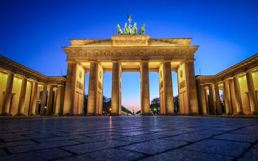 The Brandenburg Gate in Berlin lit at night